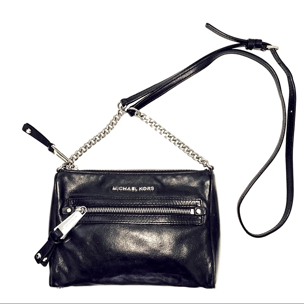 MICHAEL by Michael Kors black leather cros…